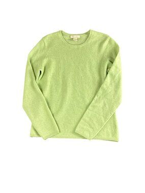 Simply Cashmere 100% Cashmere Sweater Green Crewneck Women M Soft Luxe Cozy Chic